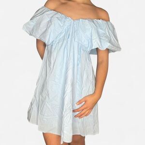 NWT powder blue embellished sleeve mini bubble dress